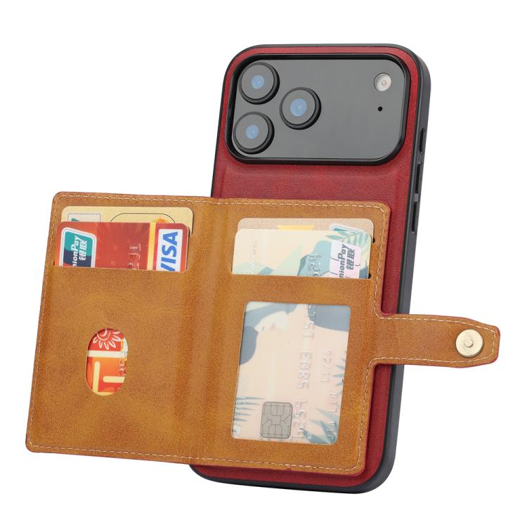 Calfskin Card Slot TPU Hybrid PU Phone Case, For iPhone 18 Pro / 17 Pro, For iPhone 18 Pro Max / 17 Pro Max, For iPhone 17, For iPhone Air, For iPhone 16 Pro Max, For iPhone 16 Pro, For iPhone 16, For iPhone 15 Pro Max, For iPhone 15 Pro               ...