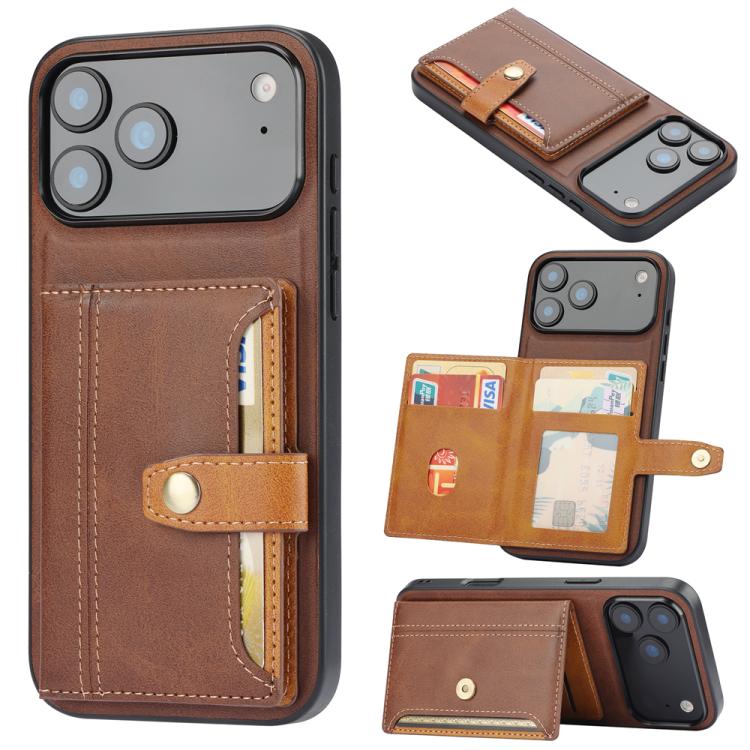Calfskin Card Slot TPU Hybrid PU Phone Case, For iPhone 18 Pro / 17 Pro, For iPhone 18 Pro Max / 17 Pro Max, For iPhone 17, For iPhone Air, For iPhone 16 Pro Max, For iPhone 16 Pro, For iPhone 16, For iPhone 15 Pro Max, For iPhone 15 Pro               ...