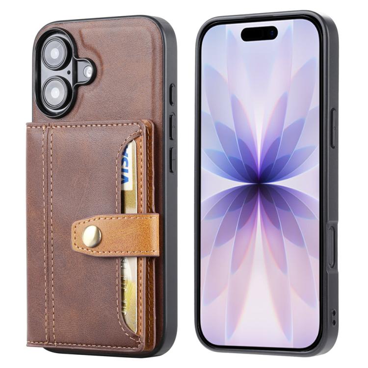 Calfskin Card Slot TPU Hybrid PU Phone Case, For iPhone 18 Pro / 17 Pro, For iPhone 18 Pro Max / 17 Pro Max, For iPhone 17, For iPhone Air, For iPhone 16 Pro Max, For iPhone 16 Pro, For iPhone 16, For iPhone 15 Pro Max, For iPhone 15 Pro               ...