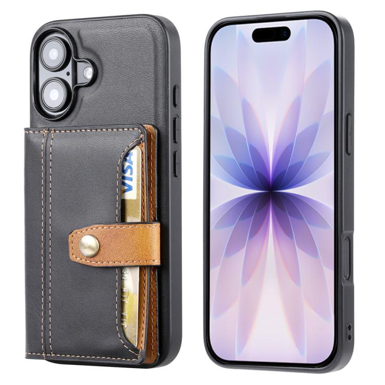 Calfskin Card Slot TPU Hybrid PU Phone Case, For iPhone 18 Pro / 17 Pro, For iPhone 18 Pro Max / 17 Pro Max, For iPhone 17, For iPhone Air, For iPhone 16 Pro Max, For iPhone 16 Pro, For iPhone 16, For iPhone 15 Pro Max, For iPhone 15 Pro               ...