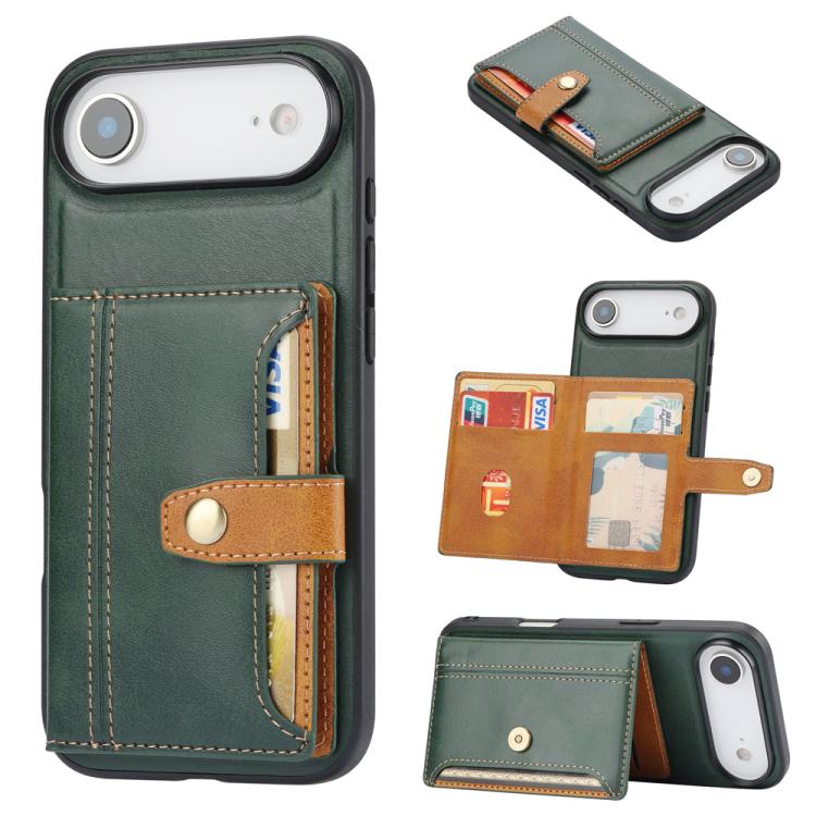 Calfskin Card Slot TPU Hybrid PU Phone Case, For iPhone 18 Pro / 17 Pro, For iPhone 18 Pro Max / 17 Pro Max, For iPhone 17, For iPhone Air, For iPhone 16 Pro Max, For iPhone 16 Pro, For iPhone 16, For iPhone 15 Pro Max, For iPhone 15 Pro               ...