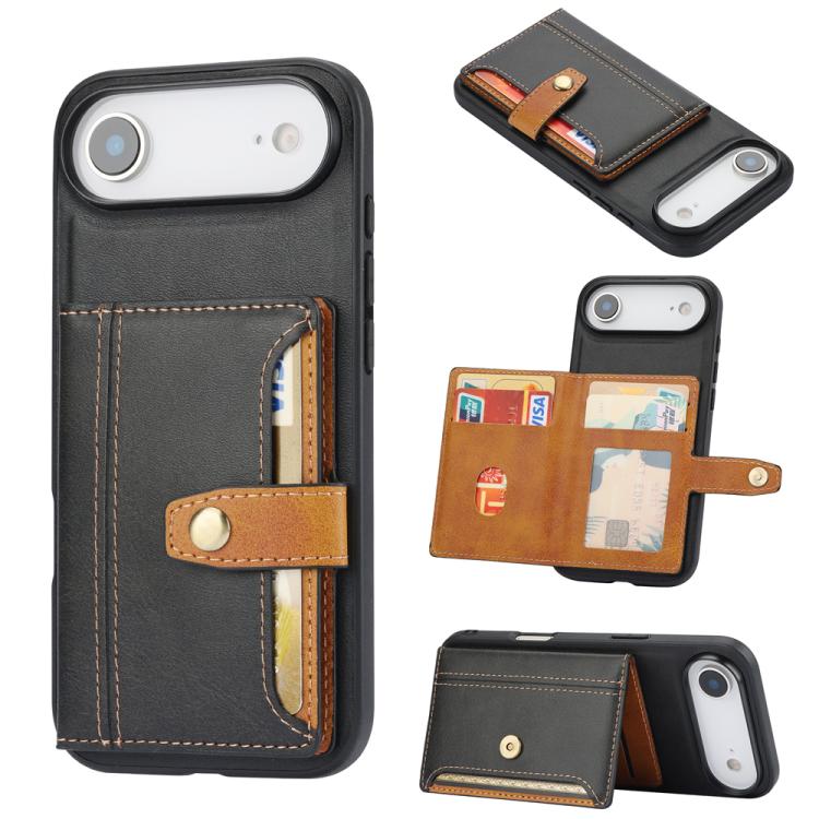 Calfskin Card Slot TPU Hybrid PU Phone Case, For iPhone 18 Pro / 17 Pro, For iPhone 18 Pro Max / 17 Pro Max, For iPhone 17, For iPhone Air, For iPhone 16 Pro Max, For iPhone 16 Pro, For iPhone 16, For iPhone 15 Pro Max, For iPhone 15 Pro               ...