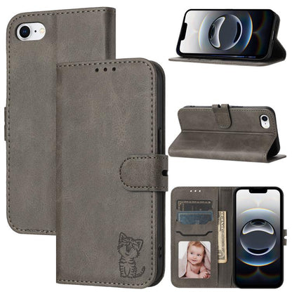 Embossed Happy Cat Pattern Flip Leather Phone Case, For iPhone 17e / 16e, For iPhone 17 Pro Max, For iPhone 17 Pro, For iPhone 17, For iPhone Air, For iPhone 16 Pro Max, For iPhone 16 Pro, For iPhone 16, For iPhone 15 Pro Max, For iPhone 15 Pro        ...