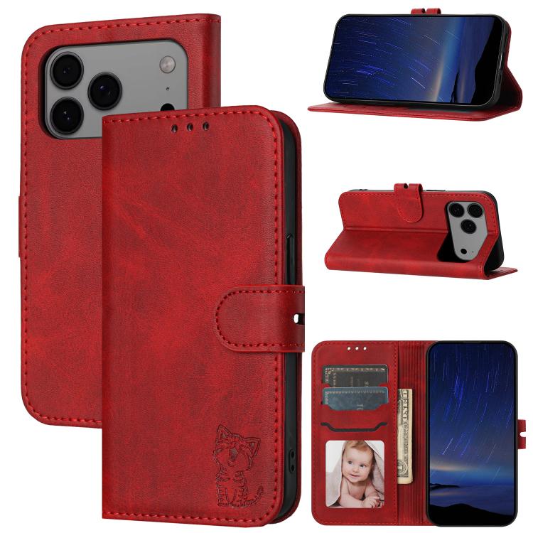 Embossed Happy Cat Pattern Flip Leather Phone Case, For iPhone 17e / 16e, For iPhone 17 Pro Max, For iPhone 17 Pro, For iPhone 17, For iPhone Air, For iPhone 16 Pro Max, For iPhone 16 Pro, For iPhone 16, For iPhone 15 Pro Max, For iPhone 15 Pro        ...