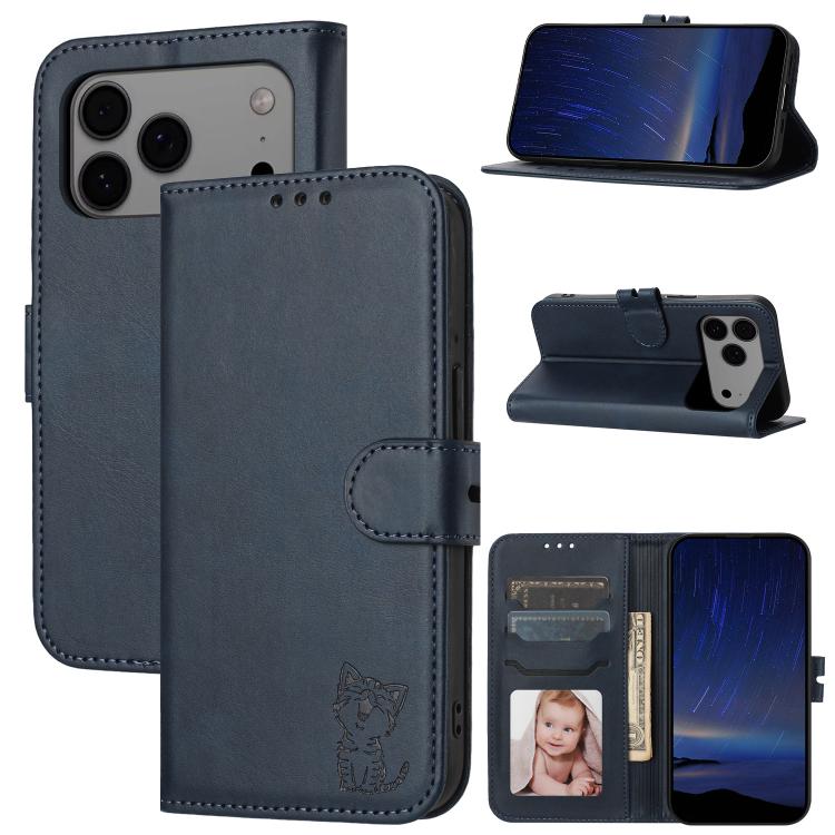 Embossed Happy Cat Pattern Flip Leather Phone Case, For iPhone 17e / 16e, For iPhone 17 Pro Max, For iPhone 17 Pro, For iPhone 17, For iPhone Air, For iPhone 16 Pro Max, For iPhone 16 Pro, For iPhone 16, For iPhone 15 Pro Max, For iPhone 15 Pro        ...