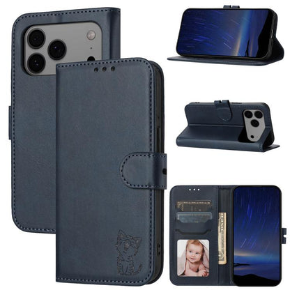 Embossed Happy Cat Pattern Flip Leather Phone Case, For iPhone 17e / 16e, For iPhone 17 Pro Max, For iPhone 17 Pro, For iPhone 17, For iPhone Air, For iPhone 16 Pro Max, For iPhone 16 Pro, For iPhone 16, For iPhone 15 Pro Max, For iPhone 15 Pro        ...