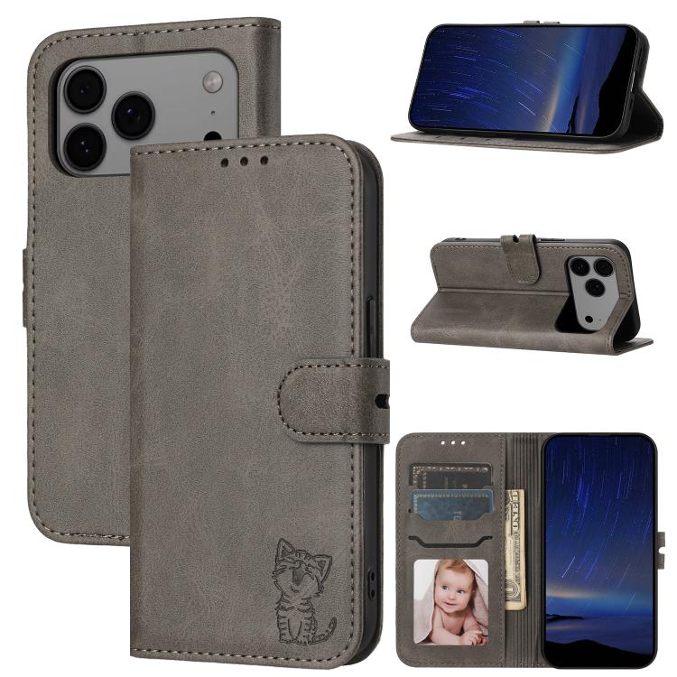 Embossed Happy Cat Pattern Flip Leather Phone Case, For iPhone 17e / 16e, For iPhone 17 Pro Max, For iPhone 17 Pro, For iPhone 17, For iPhone Air, For iPhone 16 Pro Max, For iPhone 16 Pro, For iPhone 16, For iPhone 15 Pro Max, For iPhone 15 Pro        ...