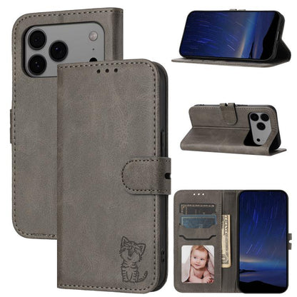 Embossed Happy Cat Pattern Flip Leather Phone Case, For iPhone 17e / 16e, For iPhone 17 Pro Max, For iPhone 17 Pro, For iPhone 17, For iPhone Air, For iPhone 16 Pro Max, For iPhone 16 Pro, For iPhone 16, For iPhone 15 Pro Max, For iPhone 15 Pro        ...