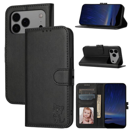 Embossed Happy Cat Pattern Flip Leather Phone Case, For iPhone 17e / 16e, For iPhone 17 Pro Max, For iPhone 17 Pro, For iPhone 17, For iPhone Air, For iPhone 16 Pro Max, For iPhone 16 Pro, For iPhone 16, For iPhone 15 Pro Max, For iPhone 15 Pro        ...