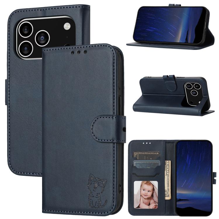 Embossed Happy Cat Pattern Flip Leather Phone Case, For iPhone 17e / 16e, For iPhone 17 Pro Max, For iPhone 17 Pro, For iPhone 17, For iPhone Air, For iPhone 16 Pro Max, For iPhone 16 Pro, For iPhone 16, For iPhone 15 Pro Max, For iPhone 15 Pro        ...
