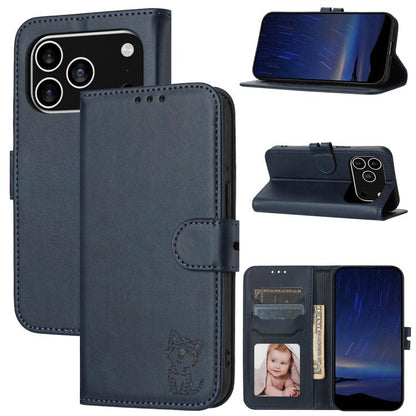Embossed Happy Cat Pattern Flip Leather Phone Case, For iPhone 17e / 16e, For iPhone 17 Pro Max, For iPhone 17 Pro, For iPhone 17, For iPhone Air, For iPhone 16 Pro Max, For iPhone 16 Pro, For iPhone 16, For iPhone 15 Pro Max, For iPhone 15 Pro        ...