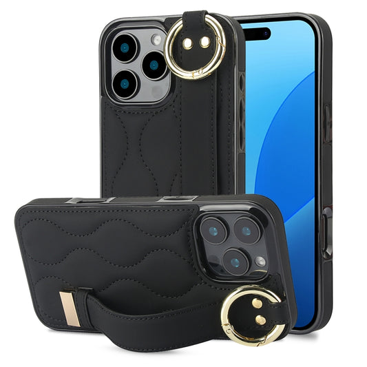 Non-slip Full Coverage Ring PU Phone Case with Wristband, For iPhone 16 Pro Max, For iPhone 16 Pro, For iPhone 16 Plus, For iPhone 16, For iPhone 14 Plus, For iPhone 14, For iPhone 14 Pro, For iPhone 14 Pro Max, For iPhone 13 Pro Max, For iPhone 13 Pro...