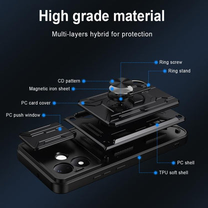 Sliding Camshield TPU+PC Phone Case with Card Slot, For Redmi Note 17 5G Global 169.7mm, For Redmi Note 17 Pro 5G Global 163.5mm, For Redmi A5 4G 173.3mm, For Redmi Note 14 Pro 4G, For Redmi Note 14 4G 163.25mm, For Redmi Note 14 5G                    ...