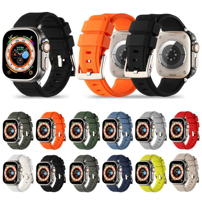 Double Ring Silicone Watch Band, For Apple Watch Ultra 49mm, For Apple Watch SE 2023 44mm, For Apple Watch SE 2023 40mm, For Apple Watch 8 41mm, For Apple Watch Ultra 2 49mm, For Apple Watch 8 45mm, For Apple Watch 9 45mm, For Apple Watch SE 2022 40mm