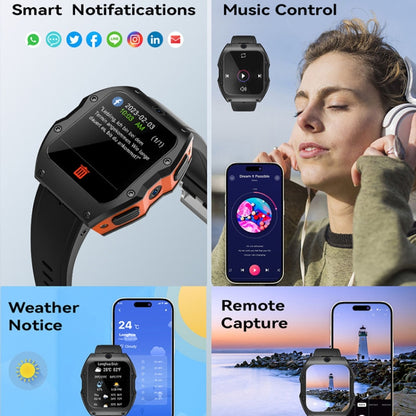 Model X 1.99 inch IP68 Waterproof Android 9.0 4G Dual Cameras Matte Smart Watch, 2GB+16GB, 4GB+128GB