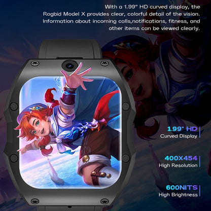 Model X 1.99 inch IP68 Waterproof Android 9.0 4G Dual Cameras Matte Smart Watch, 2GB+16GB, 4GB+128GB