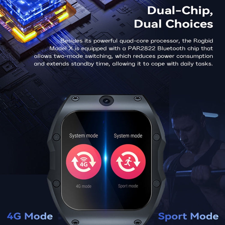Model X 1.99 inch IP68 Waterproof Android 9.0 4G Dual Cameras Matte Smart Watch, 2GB+16GB, 4GB+128GB