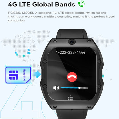 Model X 1.99 inch IP68 Waterproof Android 9.0 4G Dual Cameras Matte Smart Watch, 2GB+16GB, 4GB+128GB