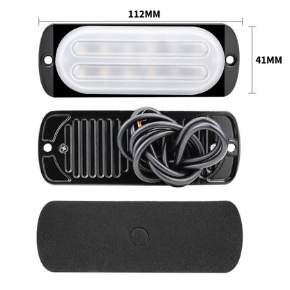 DC12V-24V / 36W Car Truck Emergency Strobe Flash Warning Light 12LEDs Ultra-thin Side Lights, 12LEDs(Red)