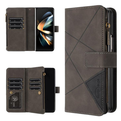 Rhombus Texture Zipper Wallet Leather Phone Case, For Galaxy Z Fold8 5G, For Samsung Galaxy Z Fold7, For Samsung Galaxy Z Fold6, For Samsung Galaxy Z Fold5, For Samsung Galaxy Z Fold4, For Samsung Galaxy Z Fold3