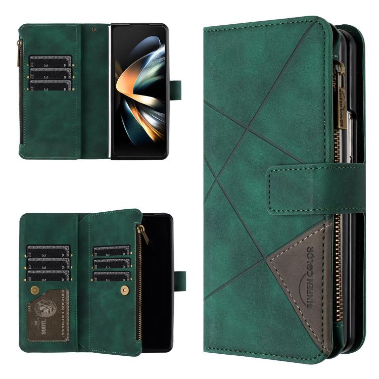 Rhombus Texture Zipper Wallet Leather Phone Case, For Galaxy Z Fold8 5G, For Samsung Galaxy Z Fold7, For Samsung Galaxy Z Fold6, For Samsung Galaxy Z Fold5, For Samsung Galaxy Z Fold4, For Samsung Galaxy Z Fold3