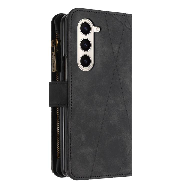 Rhombus Texture Zipper Wallet Leather Phone Case, For Galaxy Z Fold8 5G, For Samsung Galaxy Z Fold7, For Samsung Galaxy Z Fold6, For Samsung Galaxy Z Fold5, For Samsung Galaxy Z Fold4, For Samsung Galaxy Z Fold3