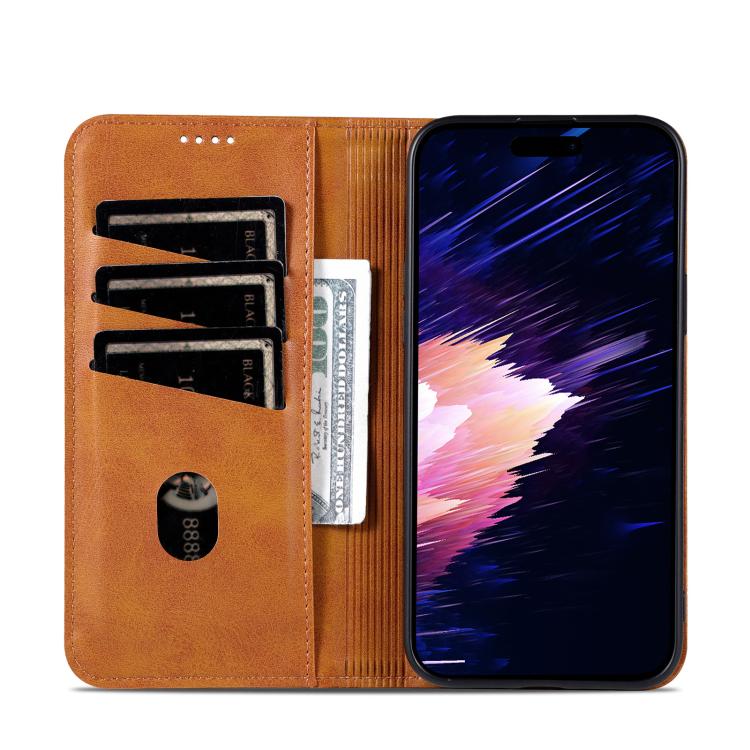 AZNS Magnetic Calf Texture Flip Leather Phone Case, For iPhone 17e / 16e, For iPhone 17 Pro Max, For iPhone 17 Pro, For iPhone 17, For iPhone Air, For iPhone 16 Pro Max, For iPhone 16 Pro, For iPhone 16 Plus, For iPhone 16, For iPhone 15 Pro Max       ...