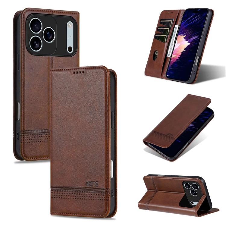 AZNS Magnetic Calf Texture Flip Leather Phone Case, For iPhone 18 Pro, For iPhone 18 Pro Max, For iPhone 17e / 16e, For iPhone 17 Pro Max, For iPhone 17 Pro, For iPhone 17, For iPhone Air, For iPhone 16 Pro Max, For iPhone 16 Pro, For iPhone 16 Plus   ...