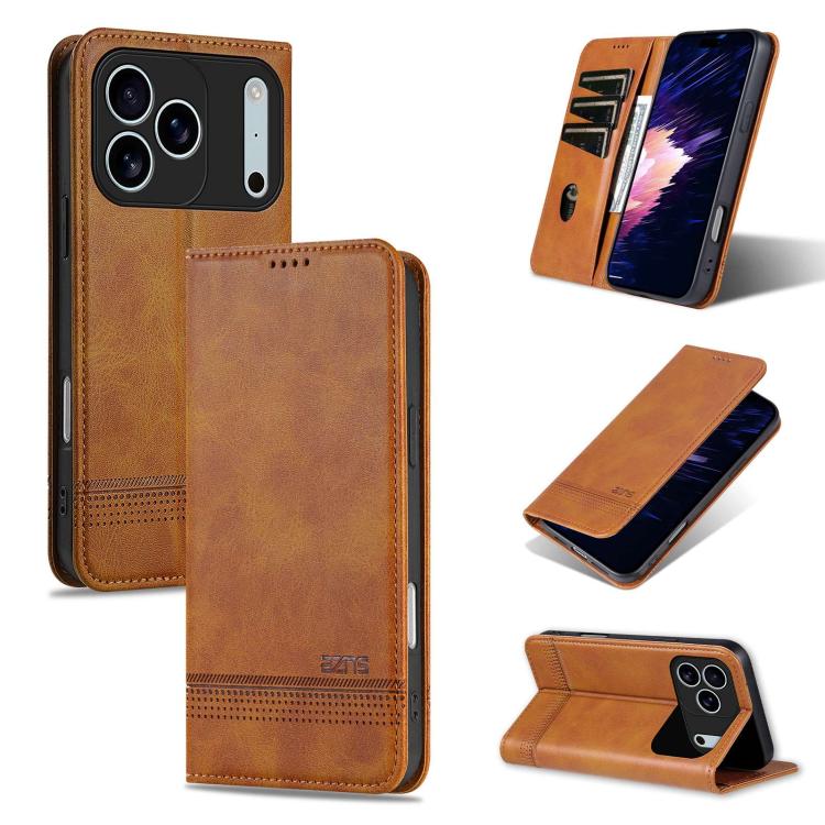AZNS Magnetic Calf Texture Flip Leather Phone Case, For iPhone 18 Pro, For iPhone 18 Pro Max, For iPhone 17e / 16e, For iPhone 17 Pro Max, For iPhone 17 Pro, For iPhone 17, For iPhone Air, For iPhone 16 Pro Max, For iPhone 16 Pro, For iPhone 16 Plus   ...