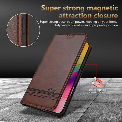 AZNS Magnetic Calf Texture Flip Leather Phone Case, For iPhone 18 Pro, For iPhone 18 Pro Max, For iPhone 17e / 16e, For iPhone 17 Pro Max, For iPhone 17 Pro, For iPhone 17, For iPhone Air, For iPhone 16 Pro Max, For iPhone 16 Pro, For iPhone 16 Plus   ...