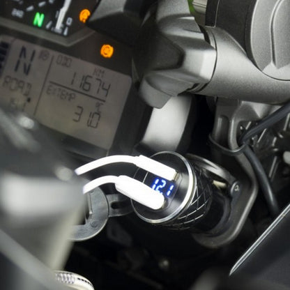German EU Plug Special Motorcycle Elbow Charger Dual USB Voltmeter 4.2A Charger, Black, Blue, Gold