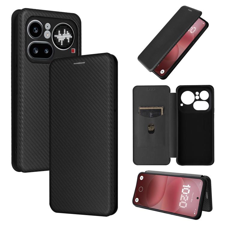 Carbon Fiber Texture Flip Leather Phone Case, For Nothing Phone 4a Pro, For Nothing Phone 4a, For Nothing Phone 3a Lite, For Nothing Phone 3 5G, For Nothing Phone 3a, For Nothing Phone 3a Pro, For Nothing CMF Phone 1, For Nothing Phone 2