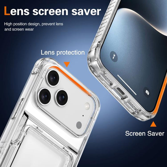 Kristallklare Flip-Kartensteckfach-Handyhülle, für iPhone 16 Pro Max, für iPhone 16 Pro, für iPhone 16 Plus, für iPhone 16, für iPhone 15 Pro Max, für iPhone 15 Pro, für iPhone 15 Plus, für iPhone 15, für iPhone 14 Plus, für iPhone 14, für iPhone 14 Pro
