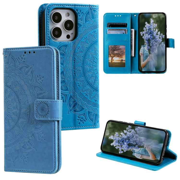 Totem Flower Embossed Leather Phone Case, For iPhone 16 Pro Max, For iPhone 16 Pro, For iPhone 16 Plus, For iPhone 16, For iPhone 15 Pro Max, For iPhone 15 Pro, For iPhone 15 Plus, For iPhone 15