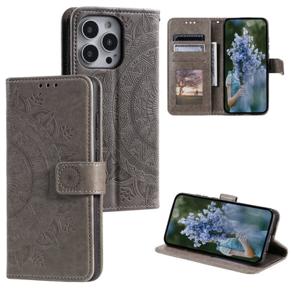 Totem Flower Embossed Leather Phone Case, For iPhone 16 Pro Max, For iPhone 16 Pro, For iPhone 16 Plus, For iPhone 16, For iPhone 15 Pro Max, For iPhone 15 Pro, For iPhone 15 Plus, For iPhone 15