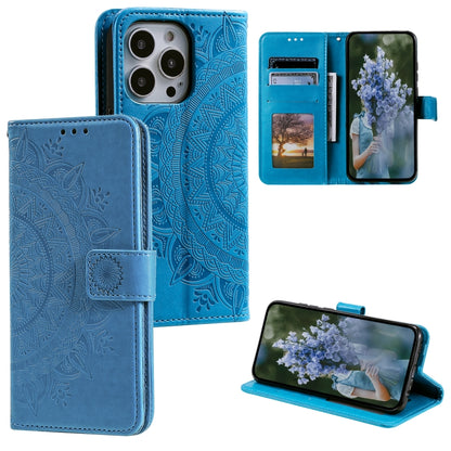Totem Flower Embossed Leather Phone Case, For iPhone 16 Pro Max, For iPhone 16 Pro, For iPhone 16 Plus, For iPhone 16, For iPhone 15 Pro Max, For iPhone 15 Pro, For iPhone 15 Plus, For iPhone 15