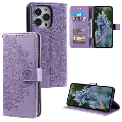 Totem Flower Embossed Leather Phone Case, For iPhone 16 Pro Max, For iPhone 16 Pro, For iPhone 16 Plus, For iPhone 16, For iPhone 15 Pro Max, For iPhone 15 Pro, For iPhone 15 Plus, For iPhone 15