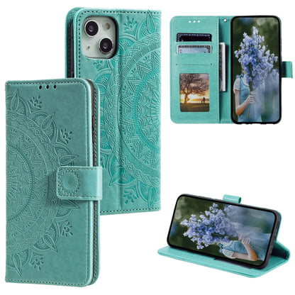 Totem Flower Embossed Leather Phone Case, For iPhone 16 Pro Max, For iPhone 16 Pro, For iPhone 16 Plus, For iPhone 16, For iPhone 15 Pro Max, For iPhone 15 Pro, For iPhone 15 Plus, For iPhone 15