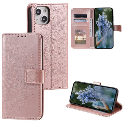 Totem Flower Embossed Leather Phone Case, For iPhone 16 Pro Max, For iPhone 16 Pro, For iPhone 16 Plus, For iPhone 16, For iPhone 15 Pro Max, For iPhone 15 Pro, For iPhone 15 Plus, For iPhone 15