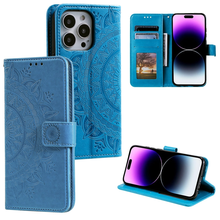 Totem Flower Embossed Leather Phone Case, For iPhone 16 Pro Max, For iPhone 16 Pro, For iPhone 16 Plus, For iPhone 16, For iPhone 15 Pro Max, For iPhone 15 Pro, For iPhone 15 Plus, For iPhone 15