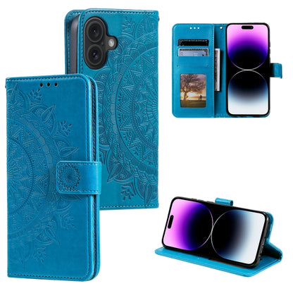 Totem Flower Embossed Leather Phone Case, For iPhone 16 Pro Max, For iPhone 16 Pro, For iPhone 16 Plus, For iPhone 16, For iPhone 15 Pro Max, For iPhone 15 Pro, For iPhone 15 Plus, For iPhone 15