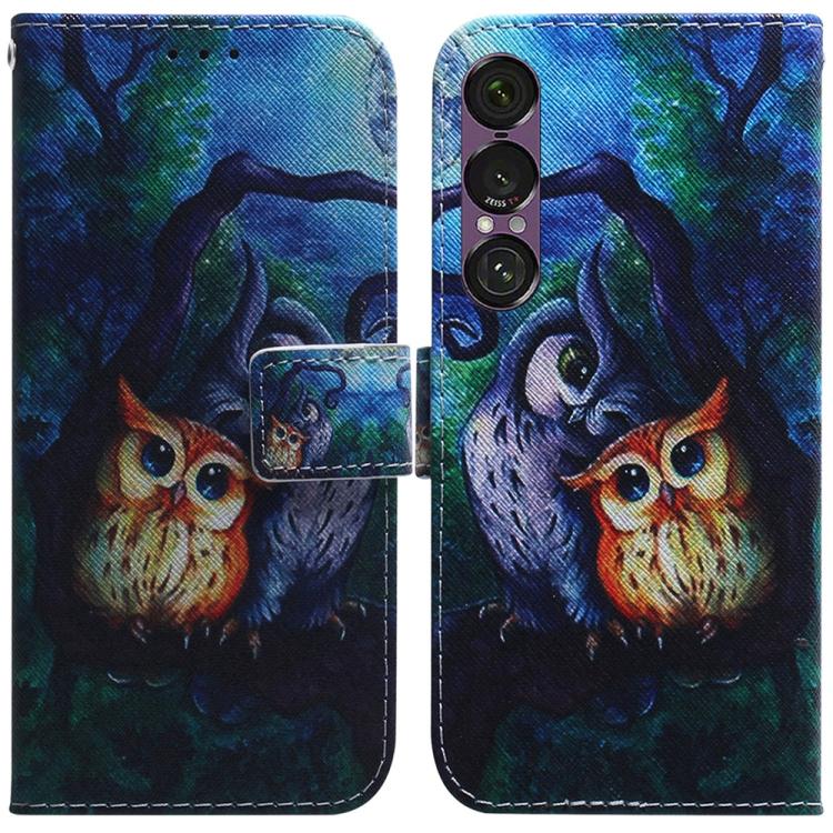 Coloured Drawing Flip Leather Phone Case, For Sony Xperia 1 VIII, For Sony Xperia 10 VII, For Sony Xperia 1 VII, For Sony Xperia 10 VI, For Sony Xperia 1 VI, For Sony Xperia 5 VI, For Sony Xperia 5 V