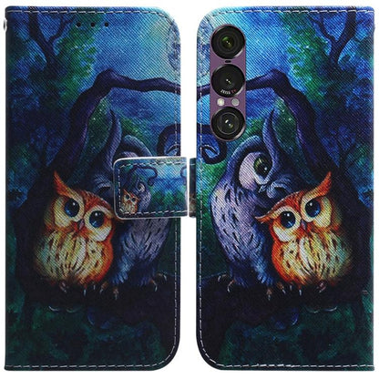 Coloured Drawing Flip Leather Phone Case, For Sony Xperia 1 VIII, For Sony Xperia 10 VII, For Sony Xperia 1 VII, For Sony Xperia 10 VI, For Sony Xperia 1 VI, For Sony Xperia 5 VI, For Sony Xperia 5 V