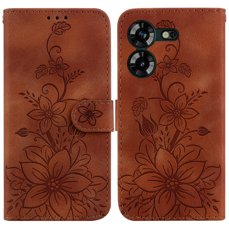 Lily Embossed Leather Phone Case, For Tecno Pova 5 Pro, For Tecno Pova Neo 3, For Tecno Pova 5, For Tecno Camon 20 Premier 5G, For Tecno Camon 20 Pro 5G, For Tecno Camon 20 Pro 4G / Camon 20, For Tecno Spark 10 5G, For Tecno Spark 10 4G / Spark 10C    ...
