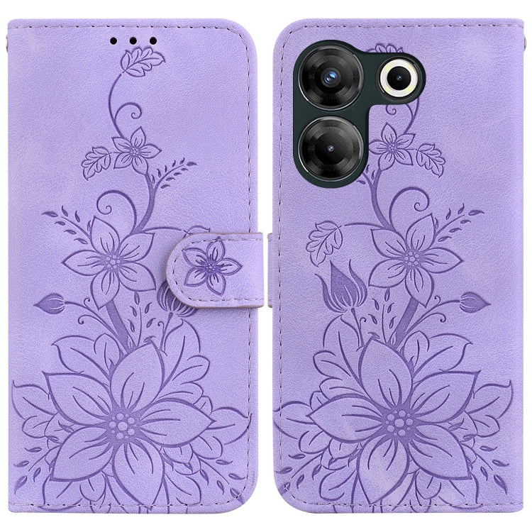 Lily Embossed Leather Phone Case, For Tecno Pova 5 Pro, For Tecno Pova Neo 3, For Tecno Pova 5, For Tecno Camon 20 Premier 5G, For Tecno Camon 20 Pro 5G, For Tecno Camon 20 Pro 4G / Camon 20, For Tecno Spark 10 5G, For Tecno Spark 10 4G / Spark 10C    ...