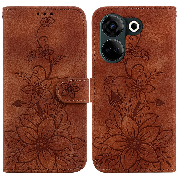 Lily Embossed Leather Phone Case, For Tecno Pova 5 Pro, For Tecno Pova Neo 3, For Tecno Pova 5, For Tecno Camon 20 Premier 5G, For Tecno Camon 20 Pro 5G, For Tecno Camon 20 Pro 4G / Camon 20, For Tecno Spark 10 5G, For Tecno Spark 10 4G / Spark 10C    ...