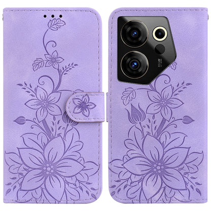 Lily Embossed Leather Phone Case, For Tecno Pova 5 Pro, For Tecno Pova Neo 3, For Tecno Pova 5, For Tecno Camon 20 Premier 5G, For Tecno Camon 20 Pro 5G, For Tecno Camon 20 Pro 4G / Camon 20, For Tecno Spark 10 5G, For Tecno Spark 10 4G / Spark 10C    ...