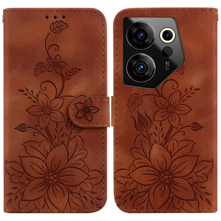 Lily Embossed Leather Phone Case, For Tecno Pova 5 Pro, For Tecno Pova Neo 3, For Tecno Pova 5, For Tecno Camon 20 Premier 5G, For Tecno Camon 20 Pro 5G, For Tecno Camon 20 Pro 4G / Camon 20, For Tecno Spark 10 5G, For Tecno Spark 10 4G / Spark 10C    ...