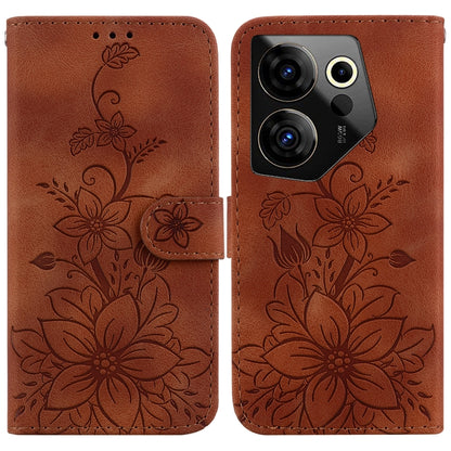 Lily Embossed Leather Phone Case, For Tecno Pova 5 Pro, For Tecno Pova Neo 3, For Tecno Pova 5, For Tecno Camon 20 Premier 5G, For Tecno Camon 20 Pro 5G, For Tecno Camon 20 Pro 4G / Camon 20, For Tecno Spark 10 5G, For Tecno Spark 10 4G / Spark 10C    ...