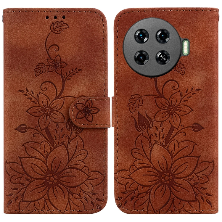 Lily Embossed Leather Phone Case, For Tecno Pop 10 / Spark Go 2 4G, For Tecno Camon 40 Pro 4G, For Tecno Camon 40, For Tecno Pop 9 5G / Spark 30C 5G, For Tecno Camon 30S / Camon 30S Pro, For Tecno Spark 30 Pro, For Tecno Spark 30 4G, For Tecno Spark 30...